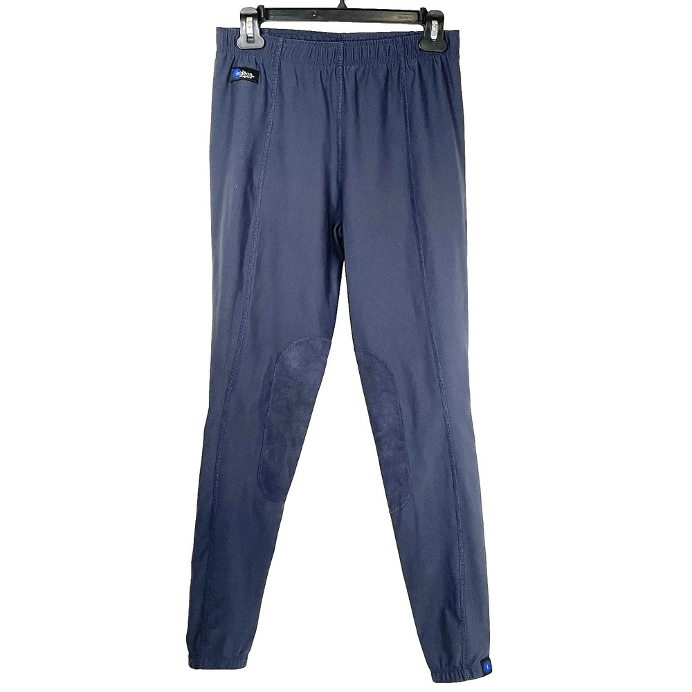 Irideon Riding Breeches Pants Womens L Gray/Blue Knee Patch Equestrian Pull On